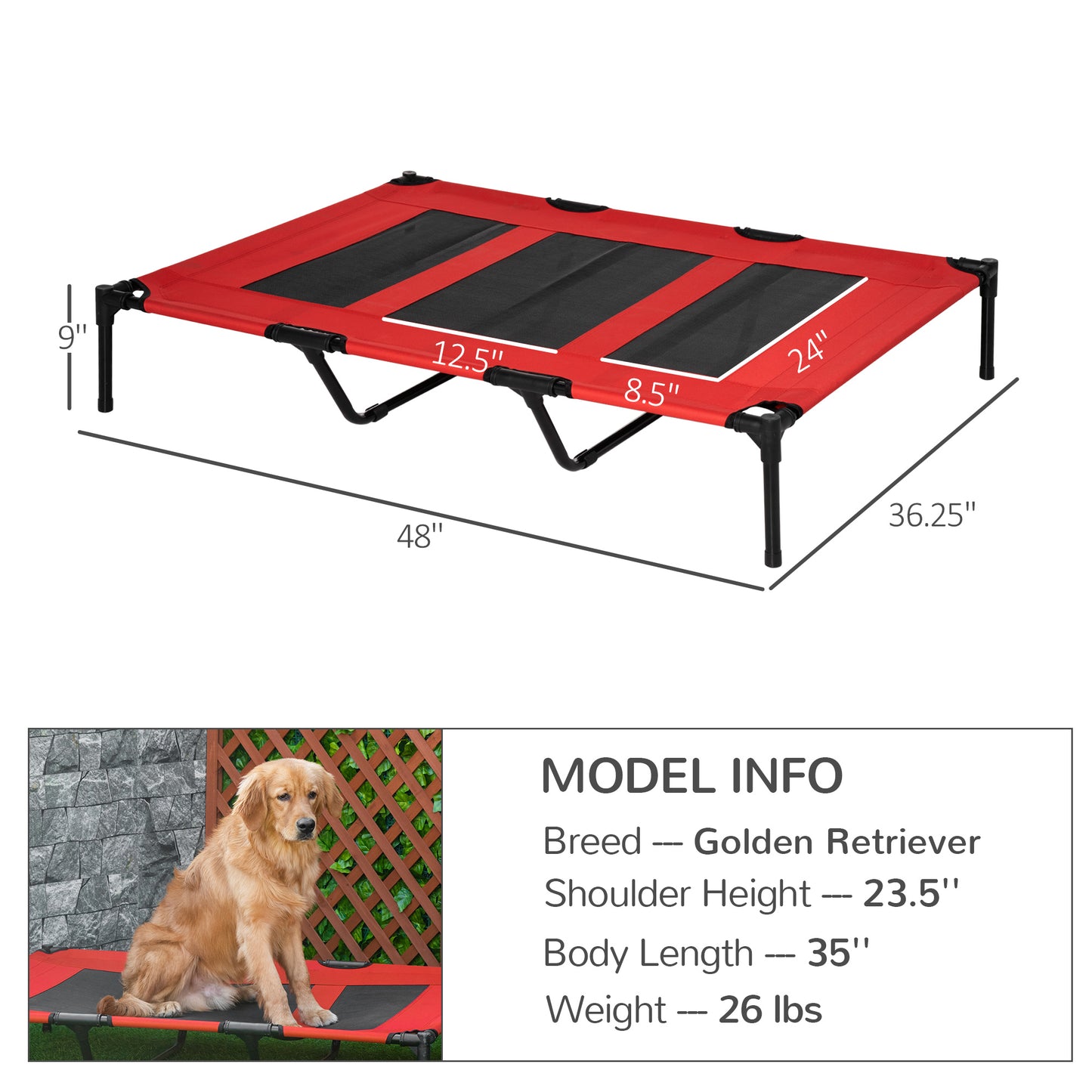 [vendor] XL Elevated Dog Bed, Outdoor Raised Dog Bed, Portable Pet Cot