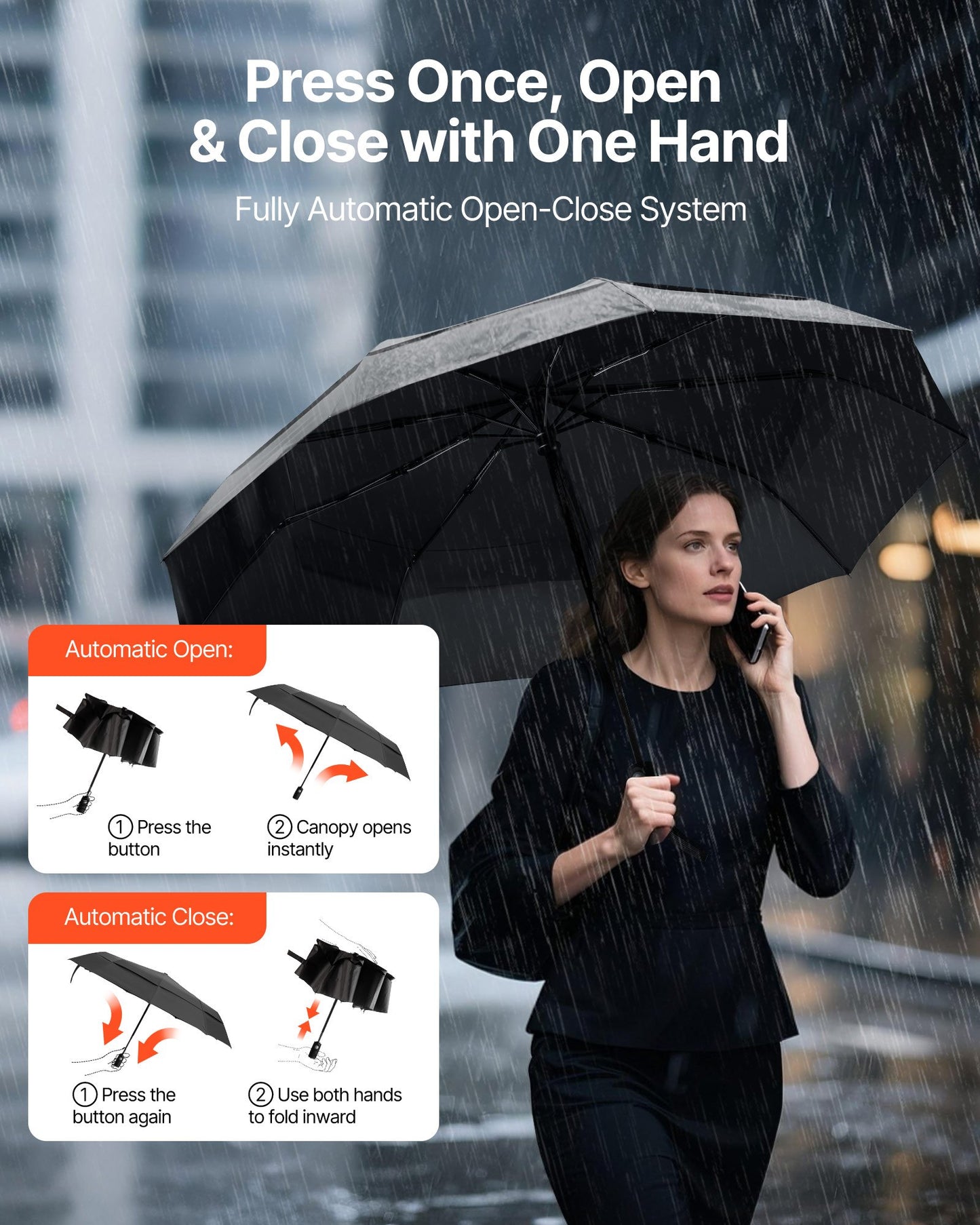 [vendor] Travel Umbrella, 42 In Portable Compact Umbrellas,