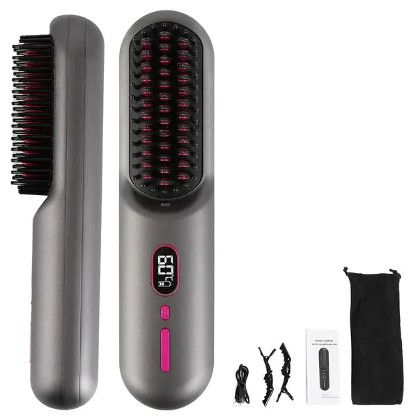 [vendor] Cordless Negative Ion Hair Straightener Brush
