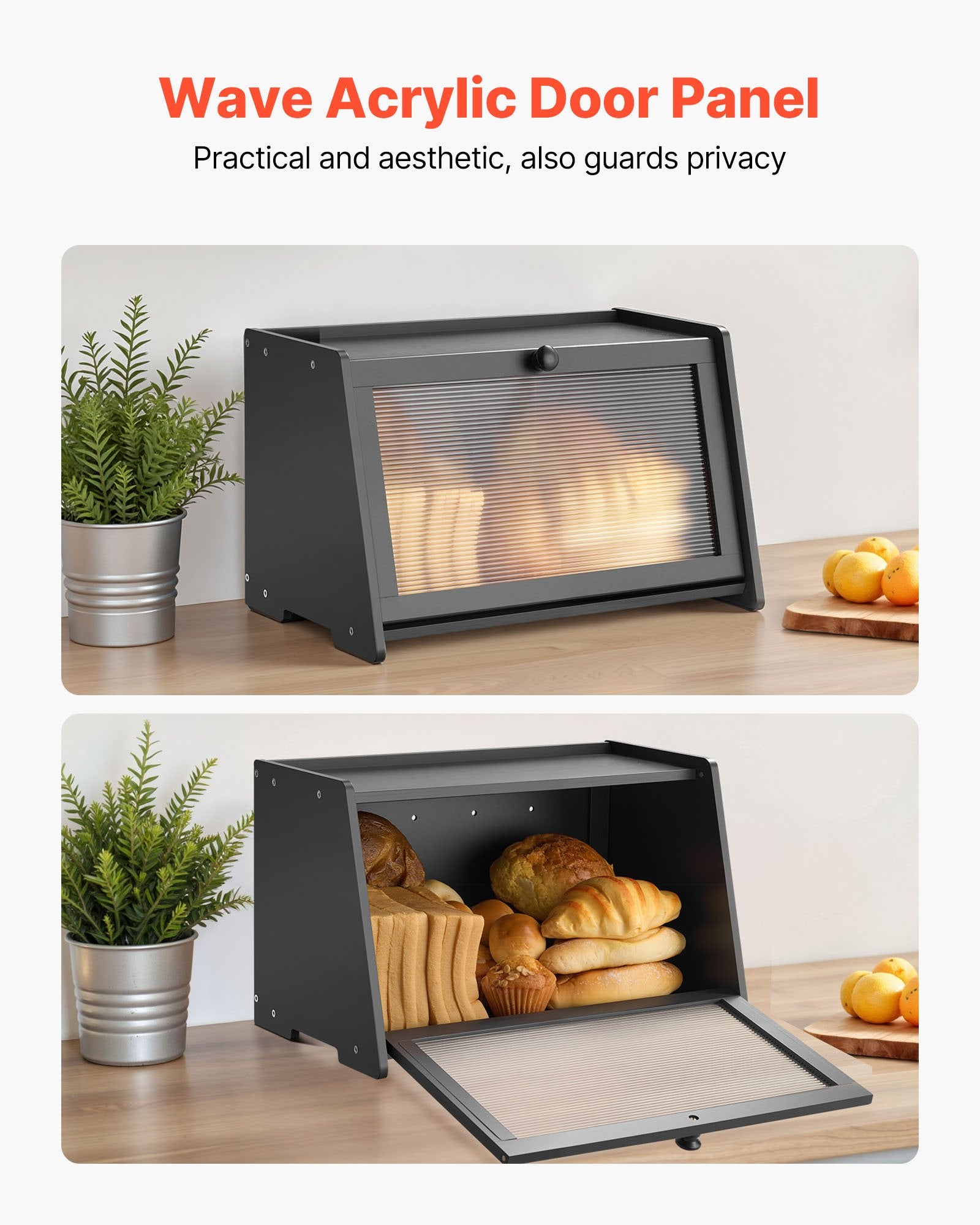[vendor] Bread Box For Kitchen Counter Large Capacity Bamboo